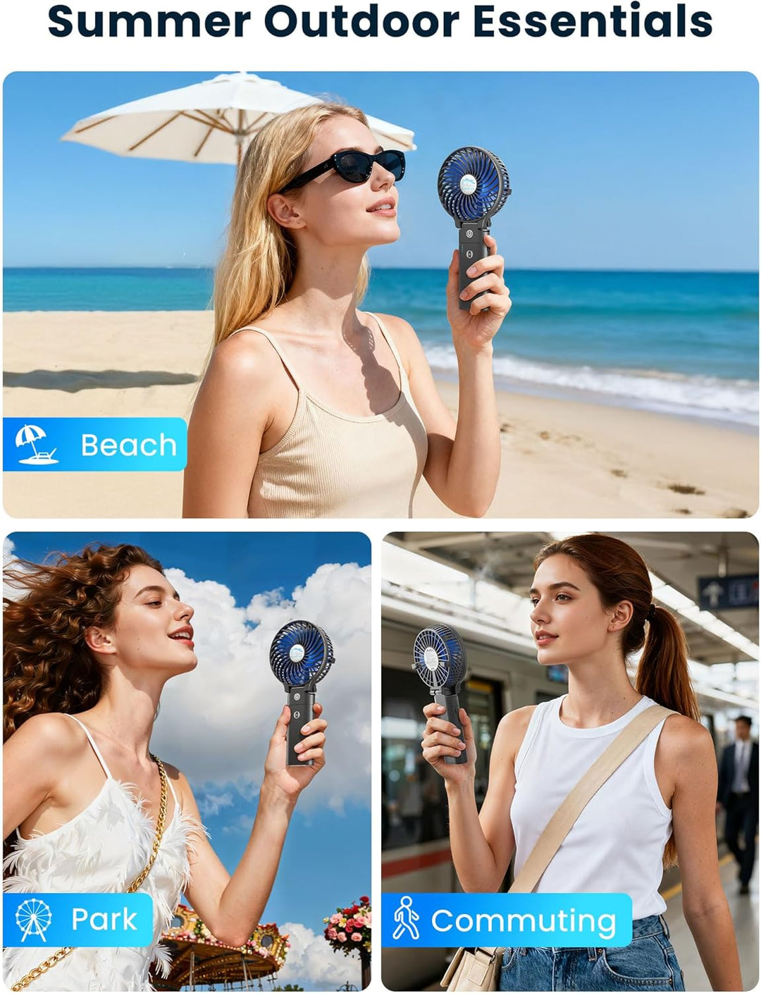 HandFan 5200mAh Akku Ventilator Tragbarer Handventilator Kleiner Ventilator Batterie mit Powerbank U
