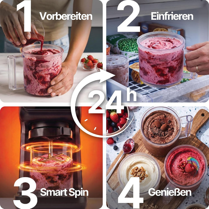Seeger MultiCream Eismaschine, 1,5L, 10 Funktionen für Eis, Sorbet, Gelato, Milchshakes, Slushi & Fr