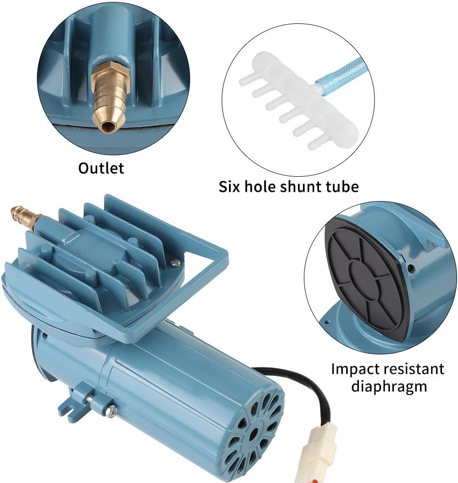 Superleise Aquarium Luftpumpe, DC 12V 35W 68l/min Luftpumpe Sauerstoff tragbar Leistungsstark Sauers