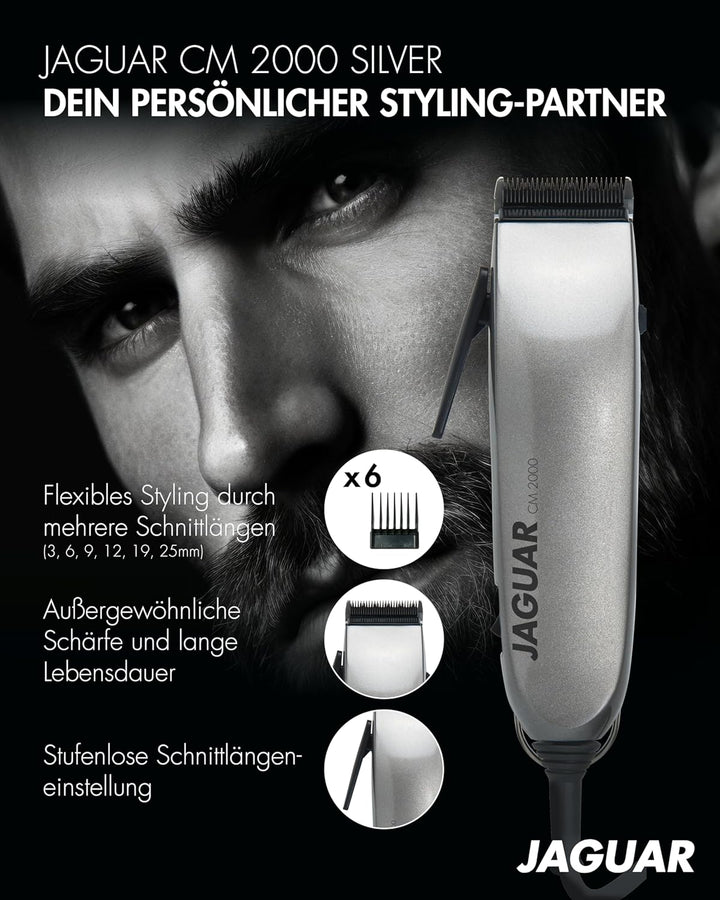 JAGUAR Haarschneidemaschine CM 2000 Silver | Profi-Haarclipper für Netzbetrieb | Schnellmontage-Syst