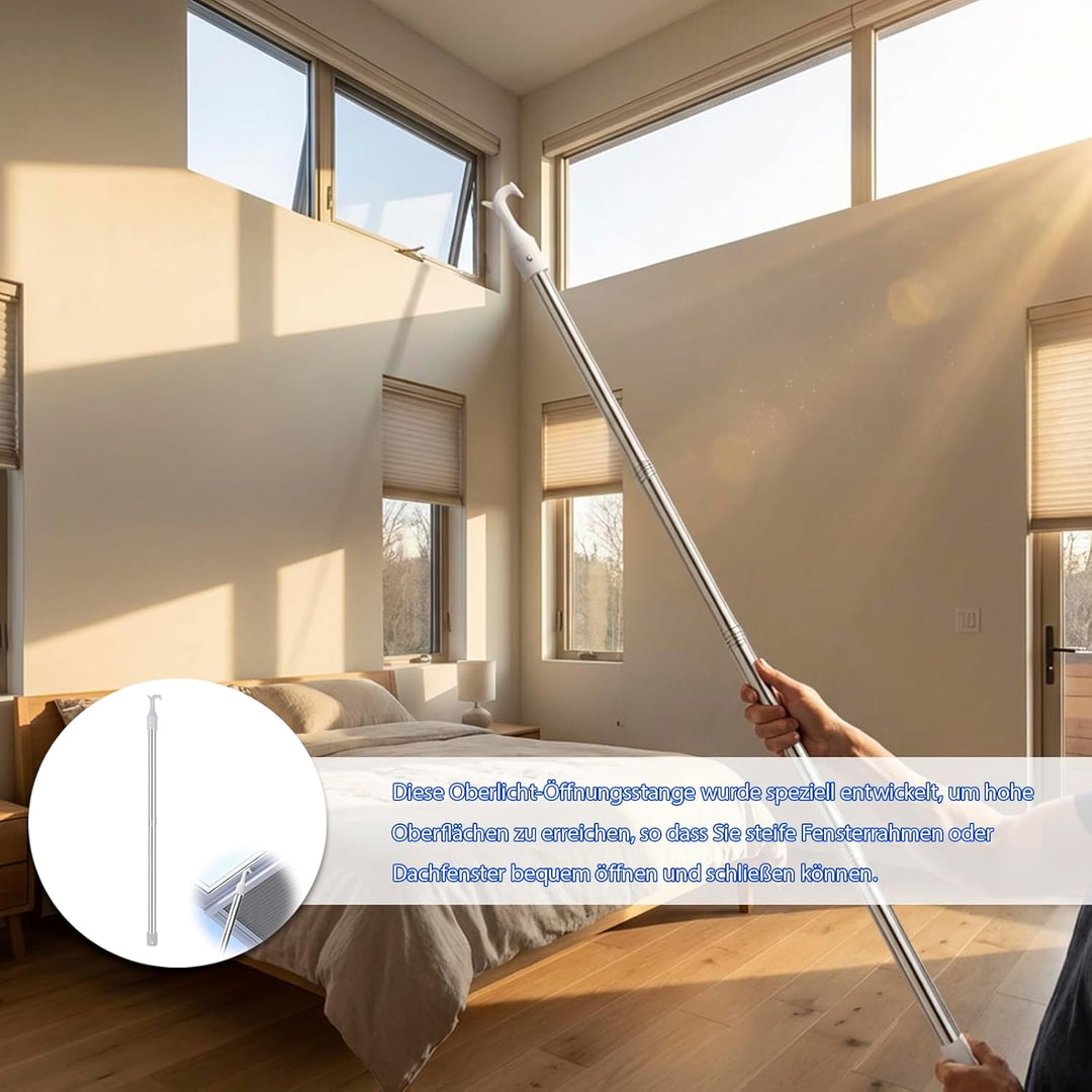 Dachboden Haken 160cm Verstellbar mit Haken für Dachfenster Dachbodentreppe Fensteröffner als Stange