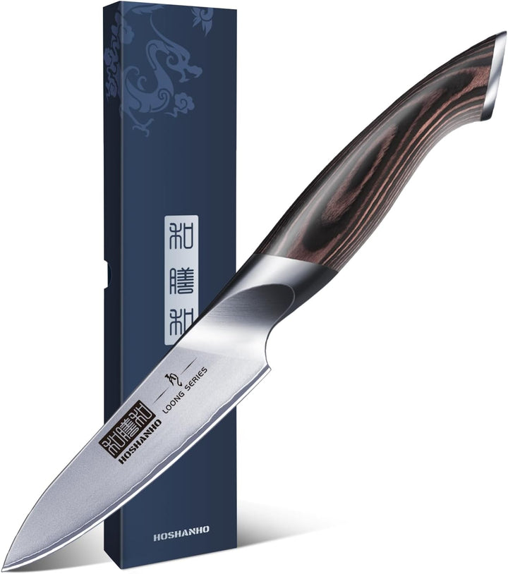 HOSHANHO 10cm Schälmesser, Profi Obstmesser und Gemüsemesser, Küchenmesser Klein Hochwertigem Edelst