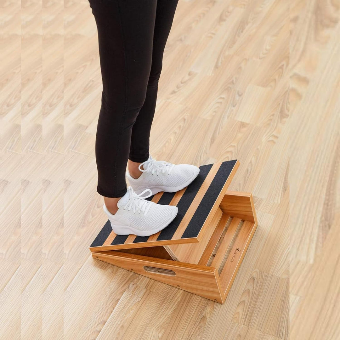 Strongtek Professionelles Slant Board Schrägbrett aus Holz, verstellbarer und tragbarer Wadendehner,