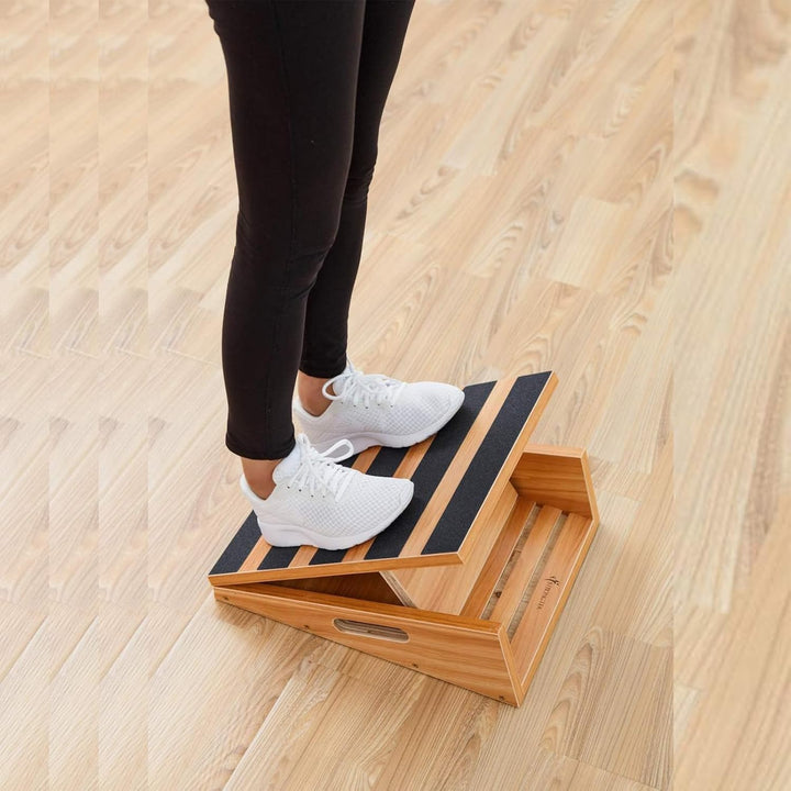 Strongtek Professionelles Slant Board Schrägbrett aus Holz, verstellbarer und tragbarer Wadendehner,