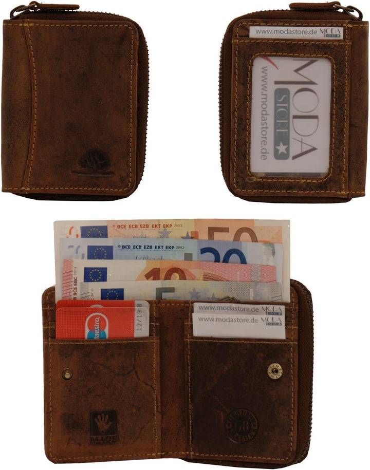 Greenburry Vintage 1667-25 Leder XXS Reissverschlussbörse Minibörse Portemonnaie