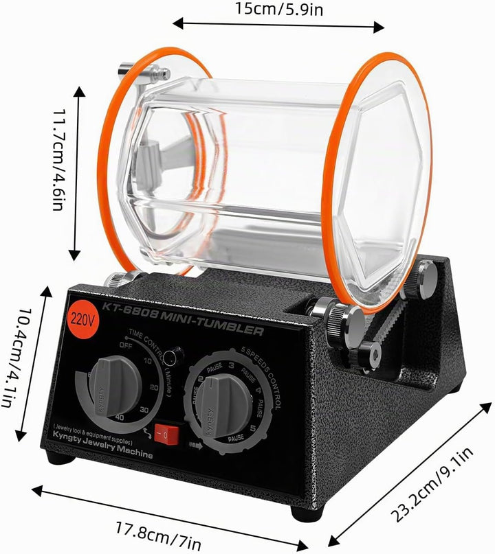 60W Rotary Tumbler Oberflächenpolierer, Poliertrommel Poliermaschine Schmuck Poliergerät Kugelmühle