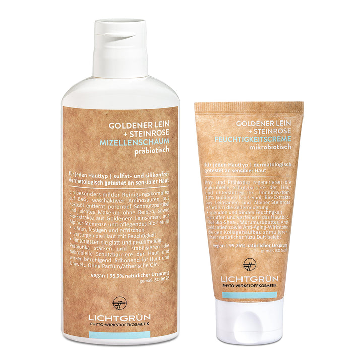 Mizellenschaum 150 ml &amp; Feuchtigkeitscreme 50 ml Set Basics Gesicht LICHTGRÜN® - Mizellen Gesichtsre