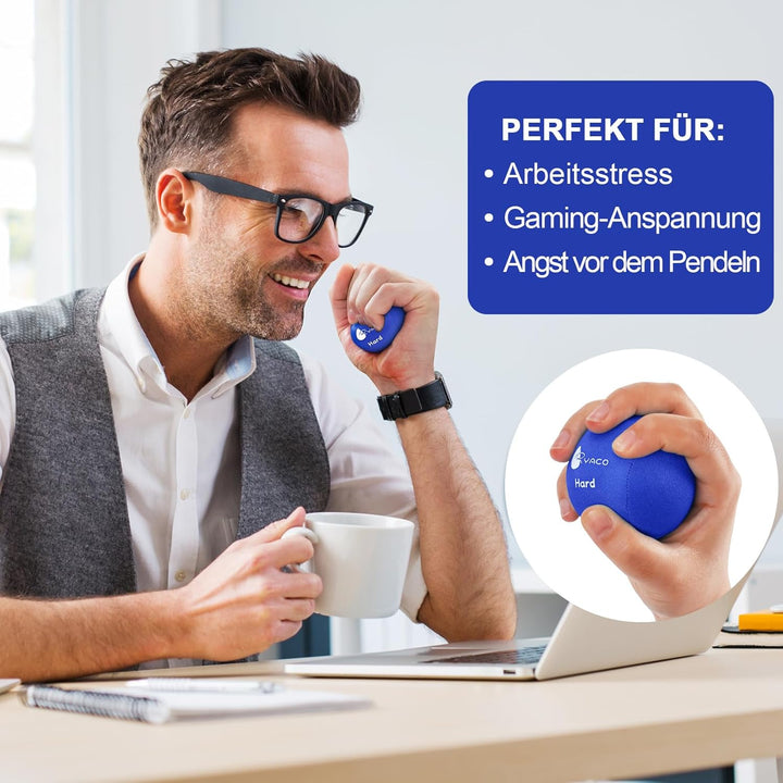 RYACO 6 Stück Gel Stressball für Erwachsene - Antistressball Mit verschiedenen Stärken und Grössen -