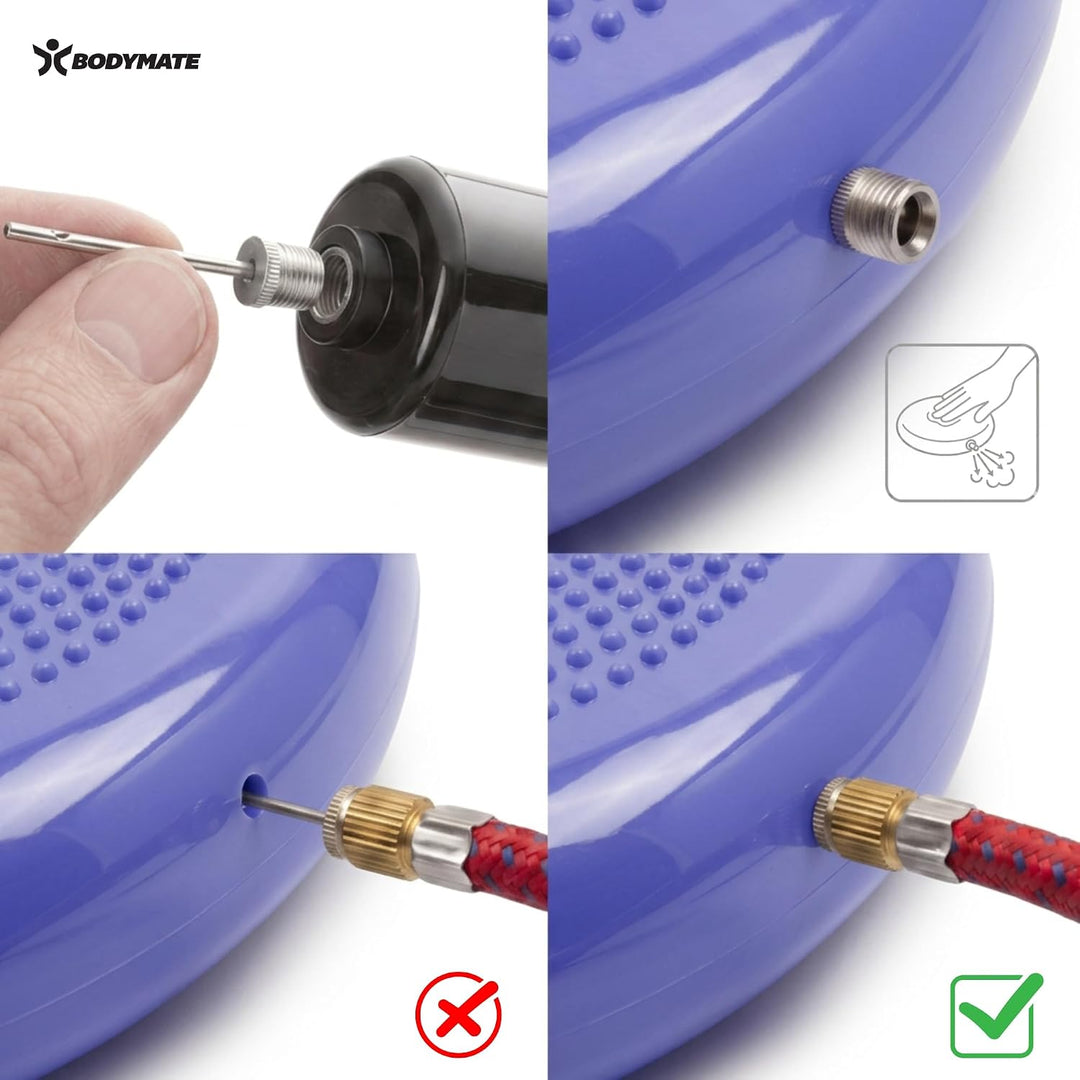 BODYMATE Balance Kissen mit Pumpe, Ø 34 cm | Propriozeptives Kissen, instabiles Kissen, aufblasbares