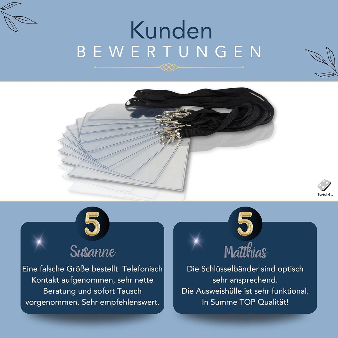 Schlüsselbänder aus Baumwolle mit Ausweishülle DIN A6 - twist4® (schwarz, 100 Stück) schwarz 100 Stü