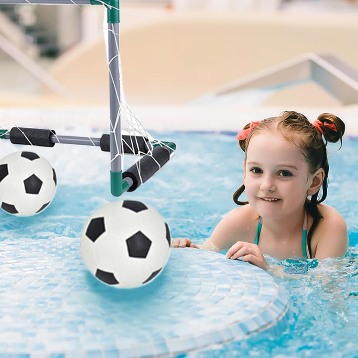 Poolspiele, schwimmendes Pool-Fussballtor mit 2 Bällen, 18, 5 x 14, 4 x 14, 4 Kinder-Fussballtor, Ku