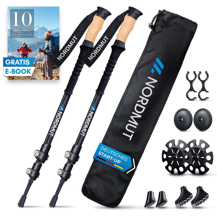NORDMUT® Wanderstöcke Teleskop | Nordic Walking Stöcke Damen und Herren | Ultraleichte Trekkingstöck