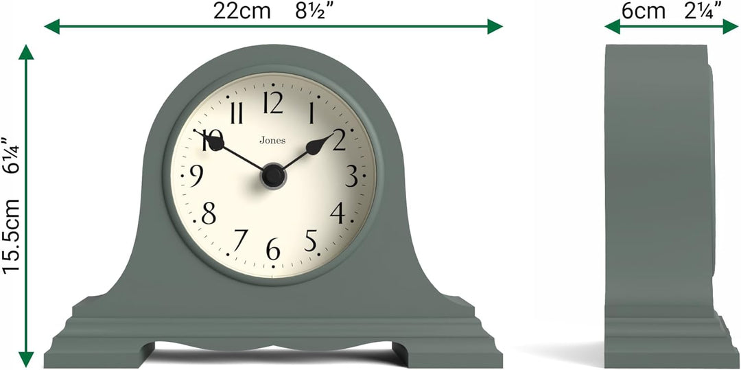JONES CLOCKS® Speakeasy kaminuhr | Klassisches Design des napoleonhutes | Grün | Zeitgenössischer kl