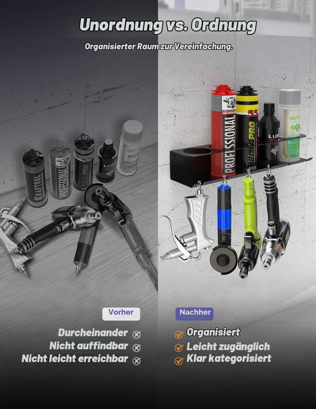 Dosenhalter, Spraydosenhalter, Sprühdosenhalter, Druckluft Werkzeug Zubehör für Garage Werkstatt, Pl