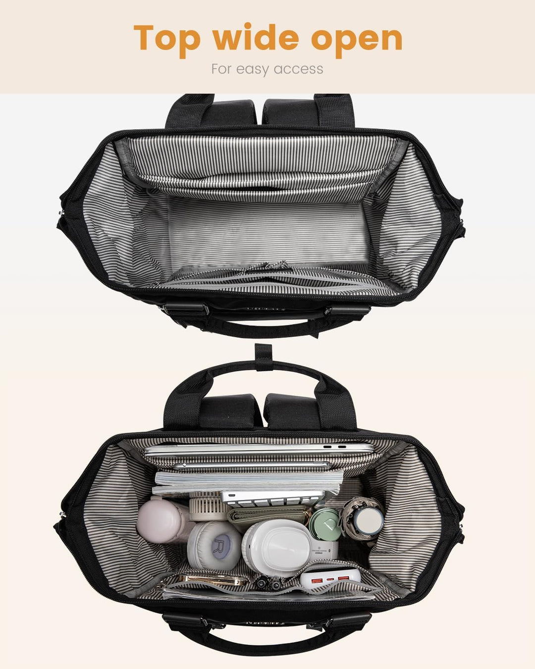 LOVEVOOK Rucksack Damen, Gross Laptop Schulrucksack Mädchen Teenager 17 Zoll mit Datenkabel-Beutel,