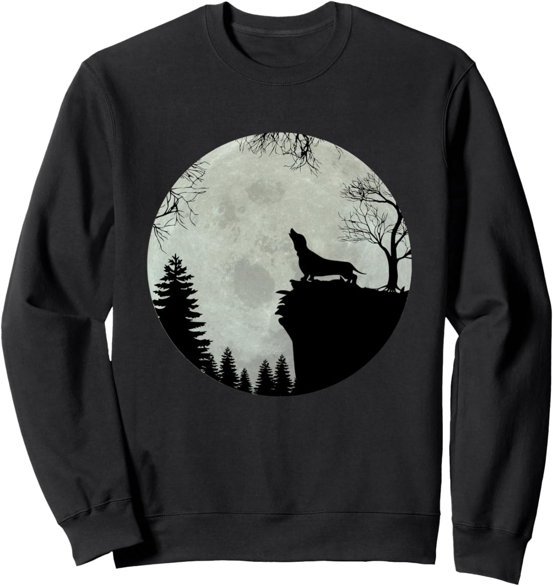 Dackel Dachshund Teckel Jault vor Mond Geschenkidee Sweatshirt