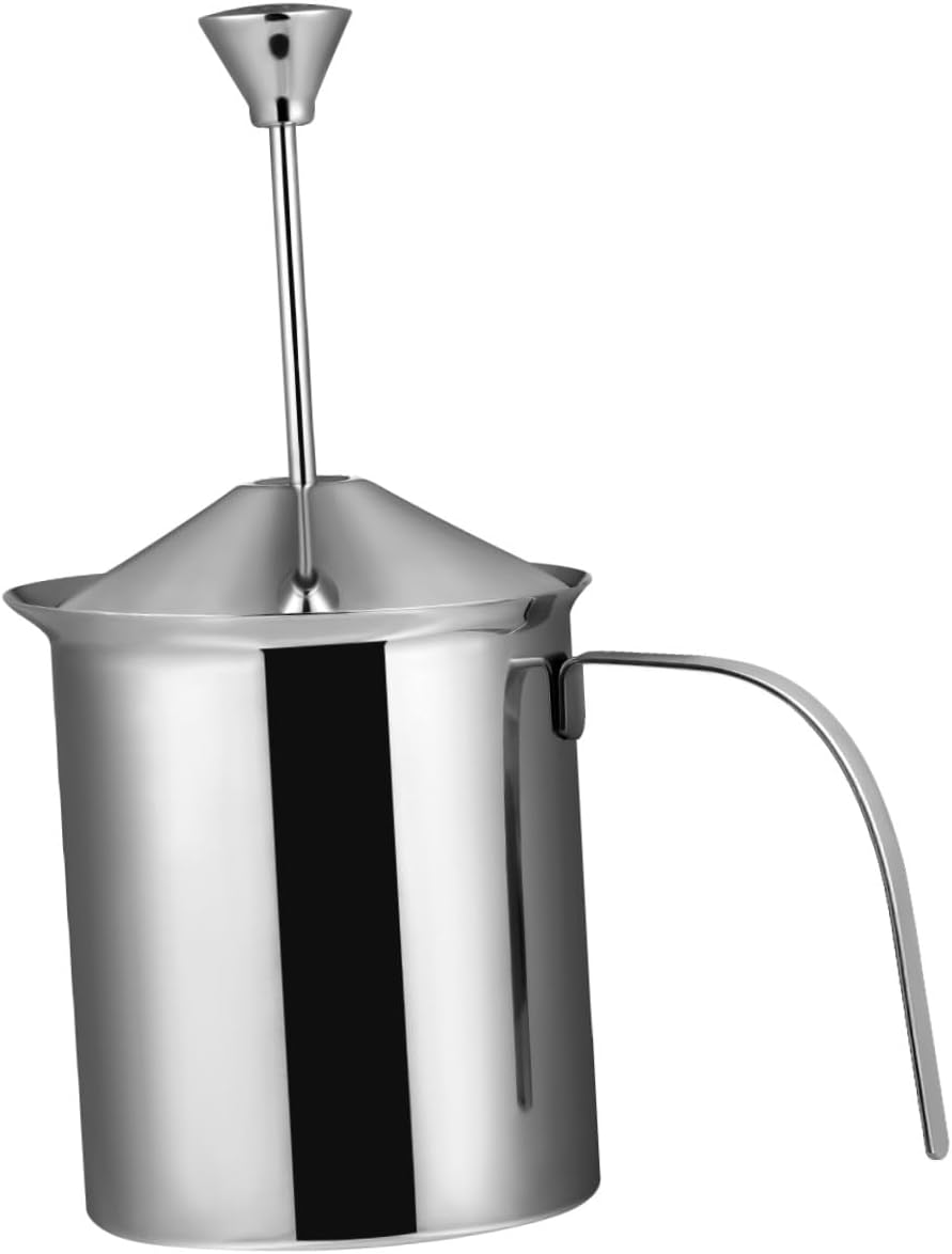Housoutil 800cc Manueller Milchaufschäumer Aus Edelstahl Mit Doppeltem Filter Sieb Für Cremigen Milc