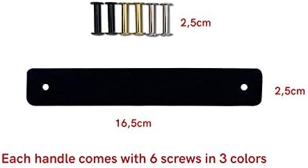 Brute Strength - Ledergriffe für Möbel - Wildleder - Schwarz - 6 Stück - 16,5 x 2,5 cm - Schrankgrif