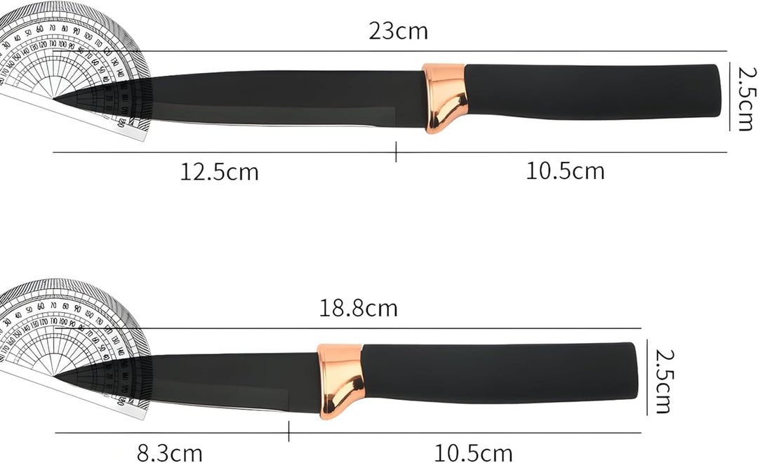 Retoo Küchenmesser Set 6-Tlg, Scharf, Messerset gerade Klinge, Kochmesser, Slicer, Brotmesser, Unive