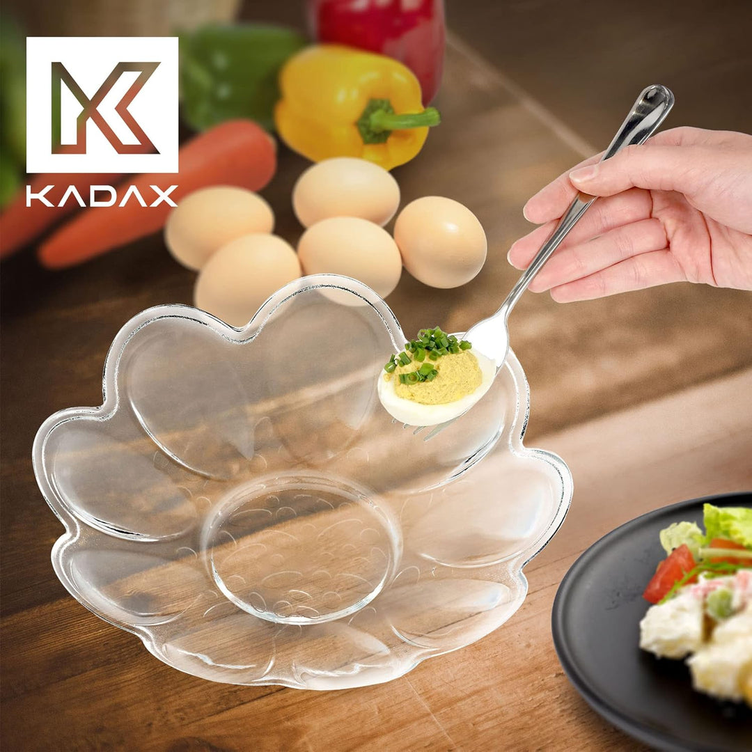 KADAX Eierteller aus Glas, ⌀ 21,5 cm, praktischer Teller für Eier, Eierhalter, robuste Eierablage, E