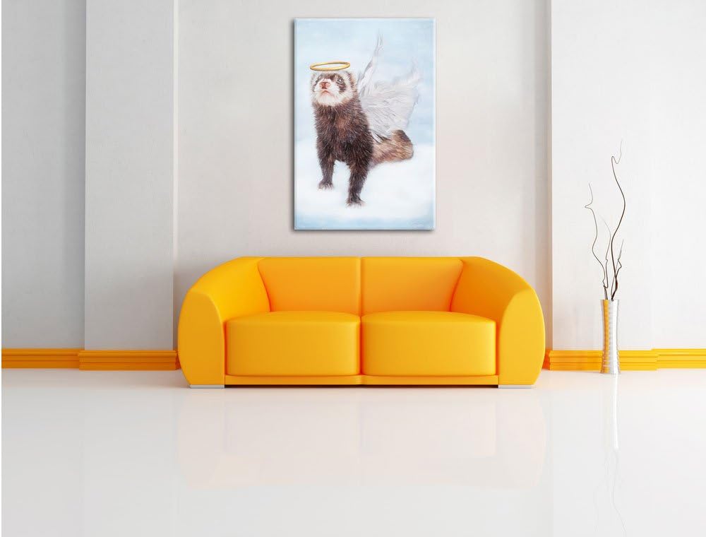 Pixxprint Süsses Frettchen im Engelsköstum als Leinwandbild/Grösse: 100x70 / Wandbild/Kunstdruck/fer