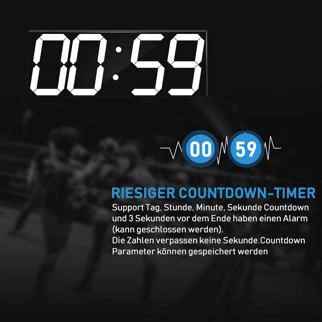 LED Digitale Uhr Grosse Wanduhr mit 18-Zoll-LED-Anzeige, Countdown-Uhr mit 8 einstellbaren Helligkei