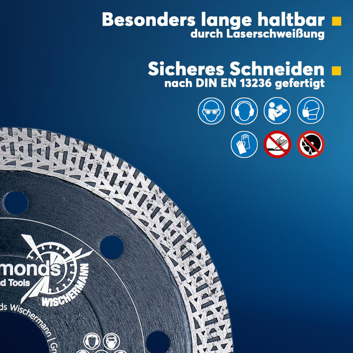 Profi Diamant Trennscheibe Granit SUPERCUT, 125 mm, Fliesenscheibe, extra dünn, für Handmaschinen, T
