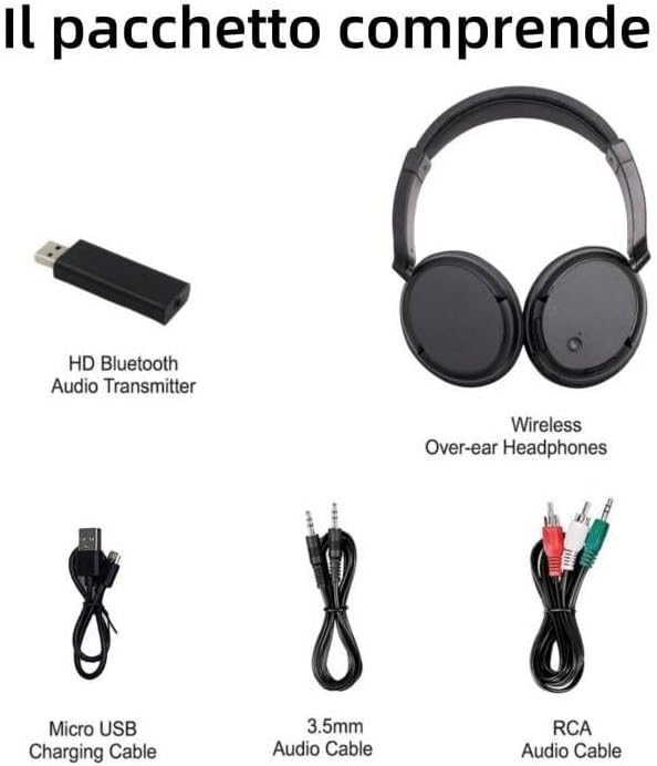 Bluetooth Funkkopfhörer mit USB Sender, Bluetooth5.3 Kopfhörer Kabellos TV Headset, Einziehbarer Kop
