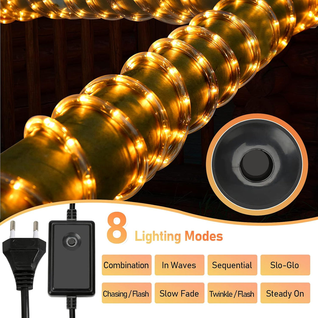 Jopassy LED Lichterschlauch für aussen, 10m LED Lichtschlauch mit 8 Leuchtmodi, Lichtschläuche Wasse