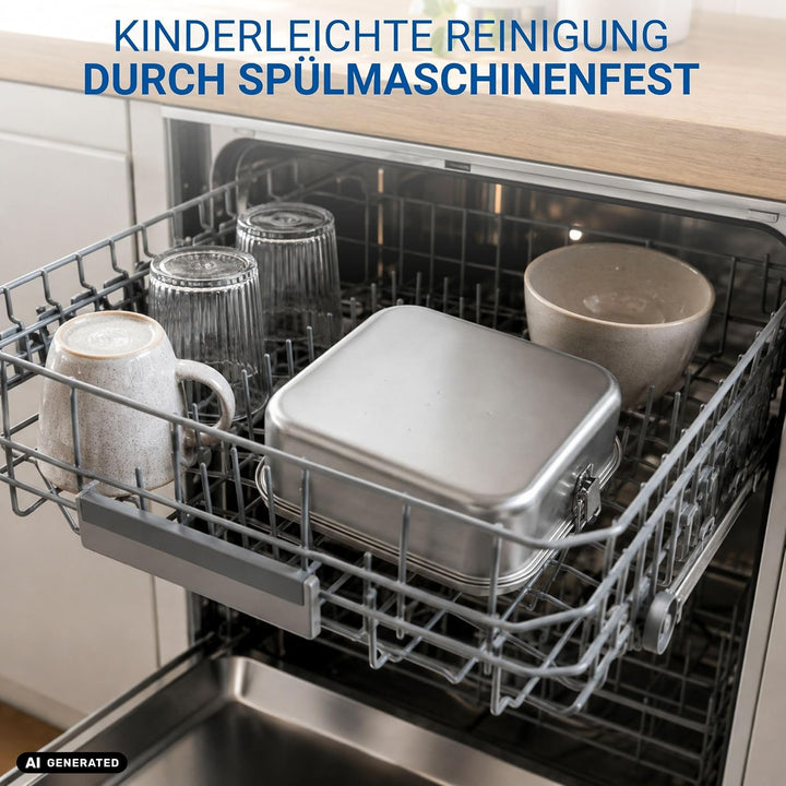 Lunchbox Edelstahl 1400 ml - Robuste Brotdose für Kinder &amp; Erwachsene inkl. Dichtungsring - BPA-frei