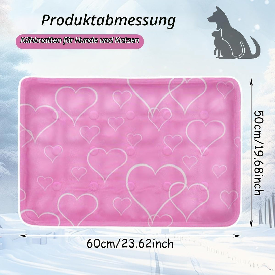 Kühlmatte Hund,60x50cm Kühlmatte Katze Rosa,Kühldecke Hund mit Selbstkühlend Ungiftiges Gel,Kühlmatt