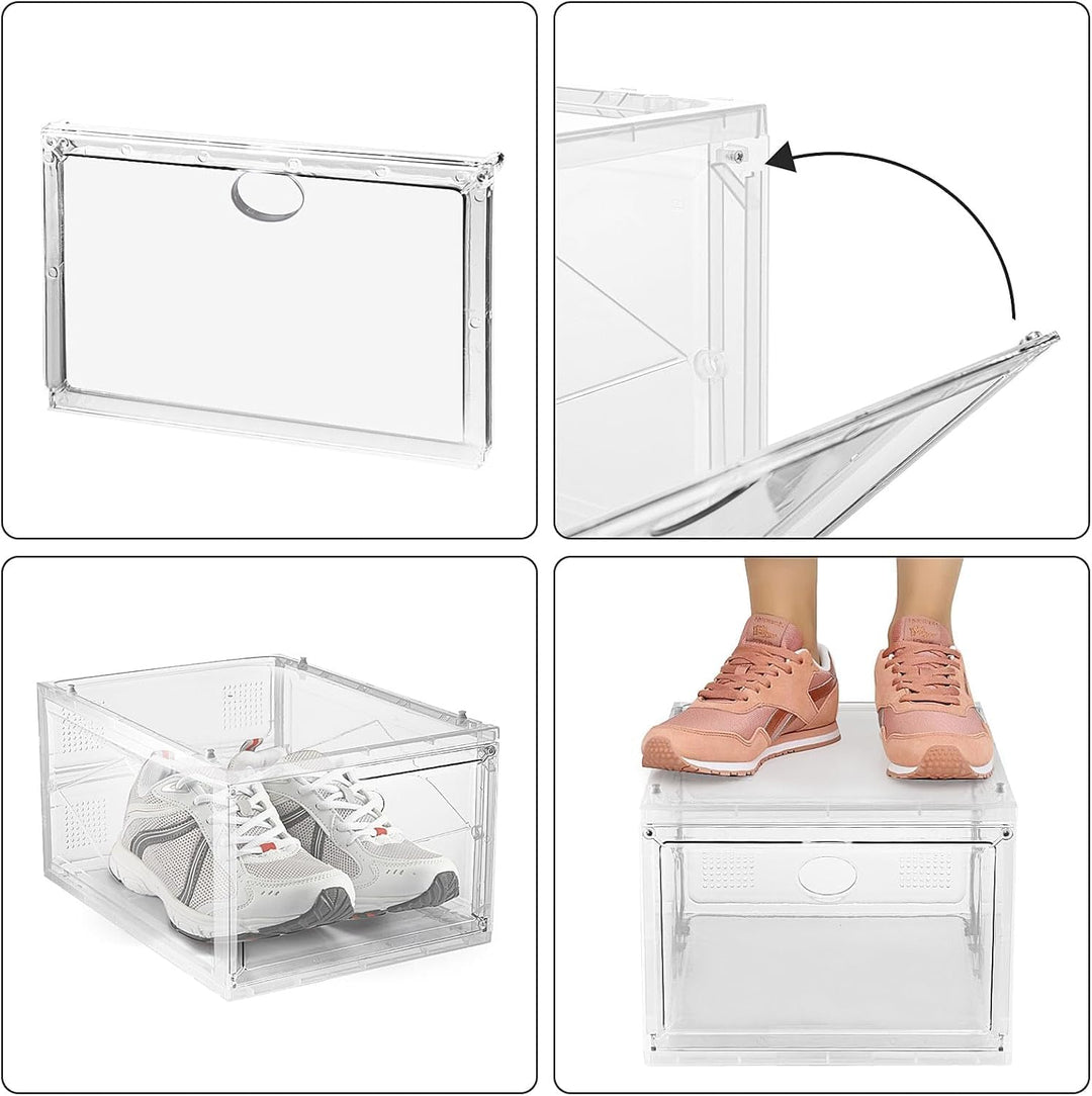 Transparente Schuhboxen – Stapelbare Schuhkartons mit Schubladen Platzsparende Schuhaufbewahrung für