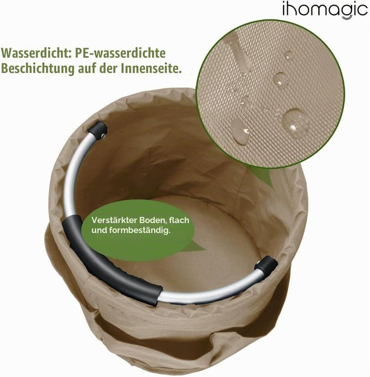 IHOMAGIC Freistehend Werkzeugkorb, Faltbare Aufbewahrungsbox, Gartenwerkzeuge Tasche, 1 Hauptfach mi