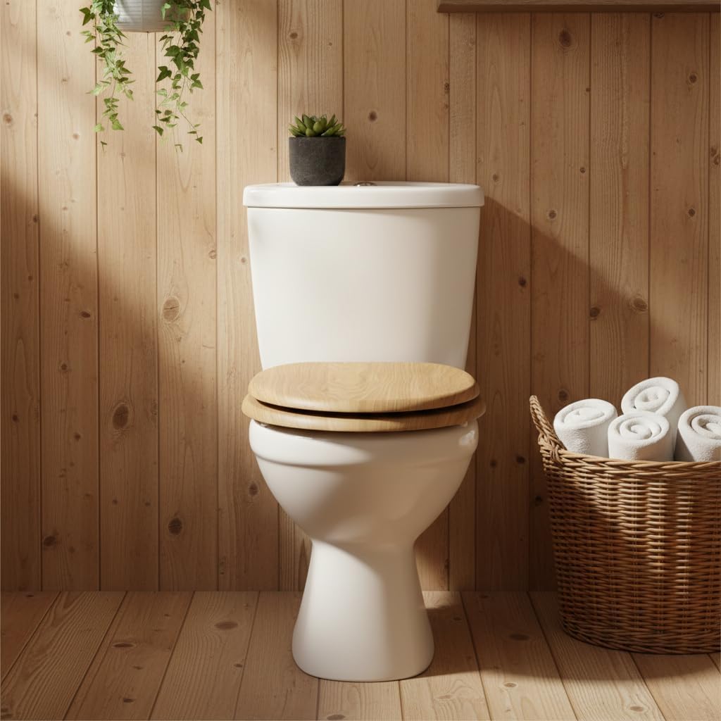 MDF-Toilettensitz, Toilettendeckel mit Soft-Close-Mechanismus, O-förmig mit verstellbaren Scharniere