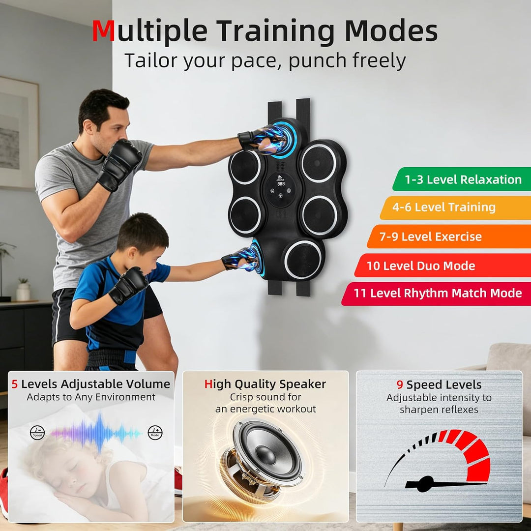 Abahub Music Boxing Machine for Adults &amp; Kids, Home Fitness Equipment with Gloves, Wall Mounted Inte