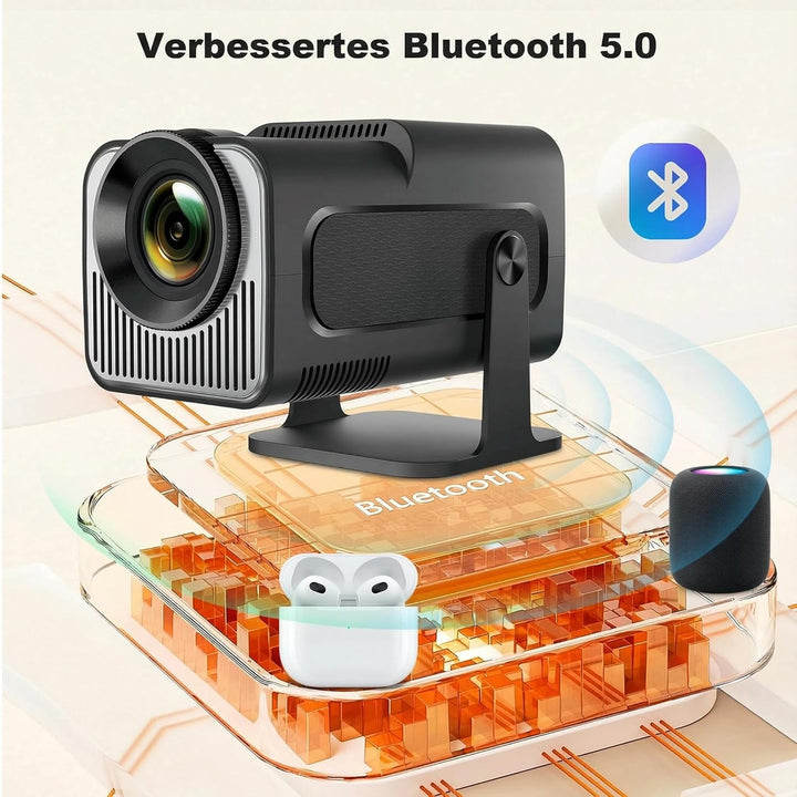 WOOPKER Mini Projektor HY320 Tragbarer Projektor, Unterstützt 4K 1080P mit Zweiband-WIFI6 5G Drahtlo