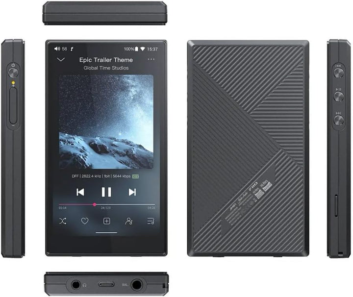 FiiO JM21 Digitaler Audio-Player mit 4 + 64 GB Speicher (Schwarz), Schwarz