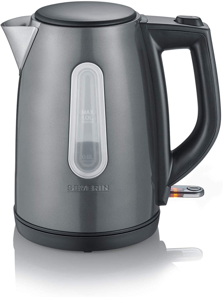 SEVERIN WK 9540 Wasserkocher (ca. 2.200 W, 1,0 L) grau-metallic/schwarz Single
