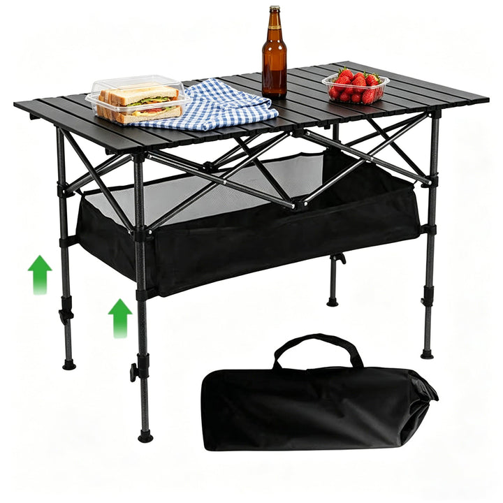 Campingtisch Klappbar, Klapptisch Höhenverstellbar 50-80cm, Camping Tisch Faltbar mit Netztasche &amp; T