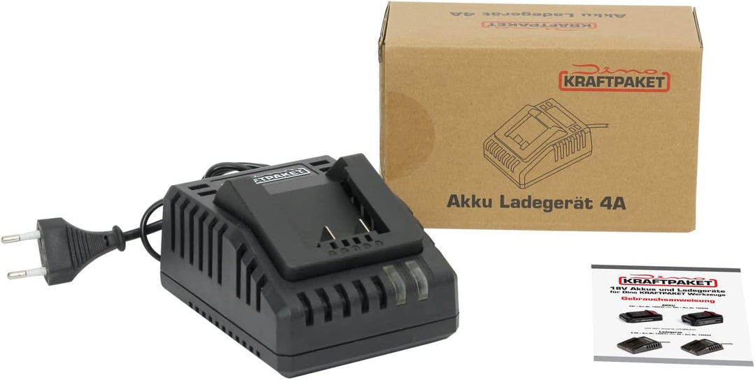 Dino KRAFTPAKET 4A-Ladegerät für 18V 4Ah Lithium Li-Ion Akku, passend zum Dino KRAFTPAKET 18 Volt-Ak