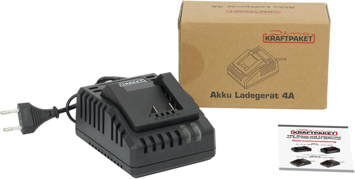 Dino KRAFTPAKET 4A-Ladegerät für 18V 4Ah Lithium Li-Ion Akku, passend zum Dino KRAFTPAKET 18 Volt-Ak