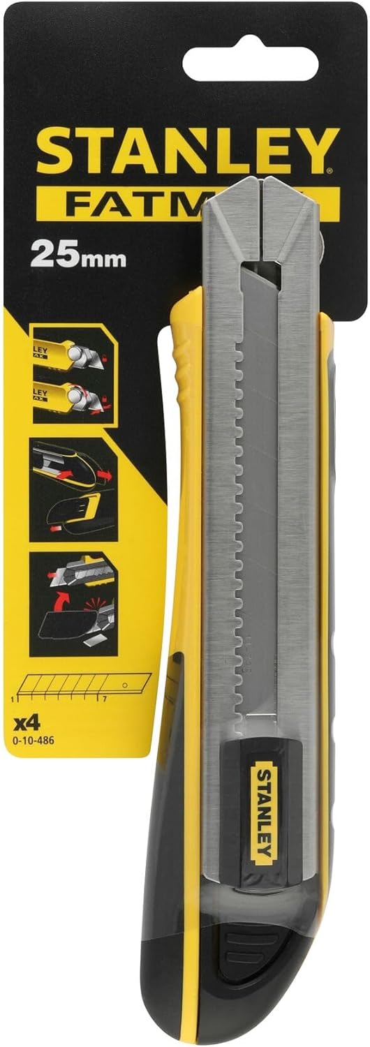 Stanley FatMax Cutter-Messer mit Magazin 0-10-486 (25mm Klingenbreite, 215mm Länge, Klingenführung a