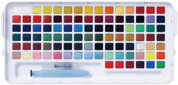 Sakura Koi Water Colors Studio Set, Malkasten mit 96 Näpfen inkl. Metallic-, Perlmutt- und Fluoresze