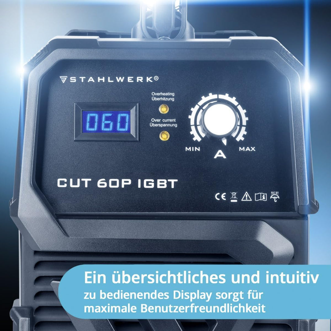 STAHLWERK CUT 60 Pilot IGBT Vollausstattung Plasmaschneider mit 60 Ampere Pilotzündung, bis 24 mm Sc