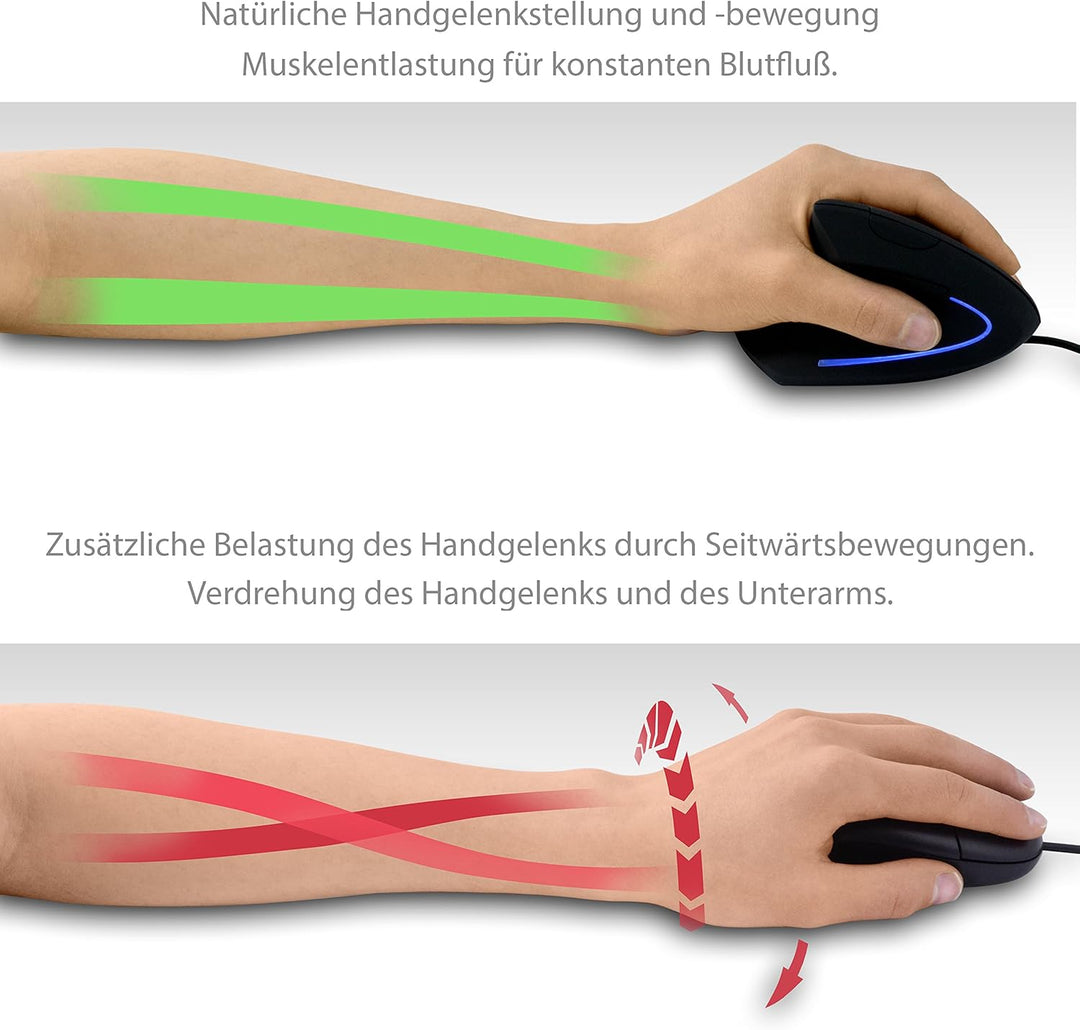 CSL - Vertikal Maus für Linkshänder - kabelgebundene optische vertikale Ausführung - ergonomisches D