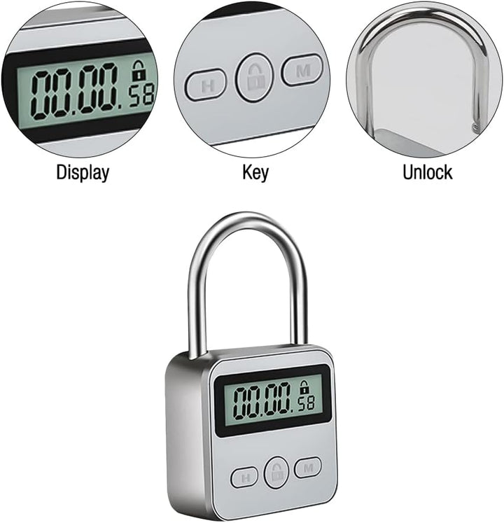 CJBIN Digitale Zeitschloss, Time Lock mit LCD-Display, Küchensafe Zeitschloss Wiederaufladbares USB