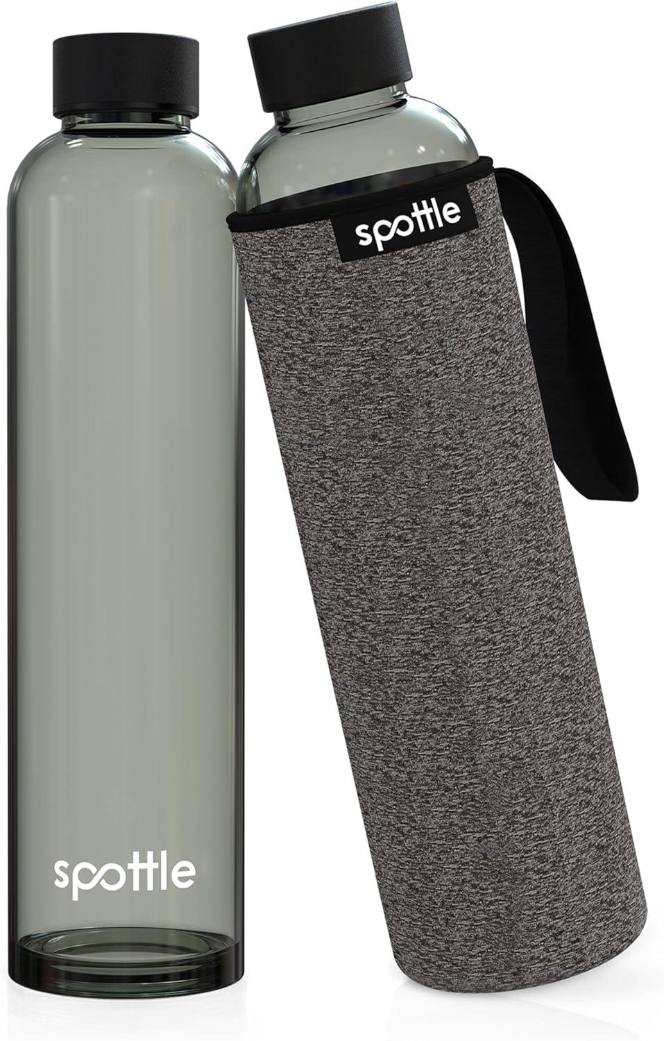 spottle Trinkflasche aus Glas 1l - Glasflasche 500ml - 750ml - 1 liter mit Neoprenhülle - Schutzhüll