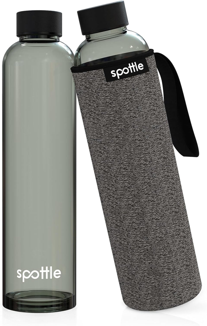 spottle Trinkflasche aus Glas 1l - Glasflasche 500ml - 750ml - 1 liter mit Neoprenhülle - Schutzhüll