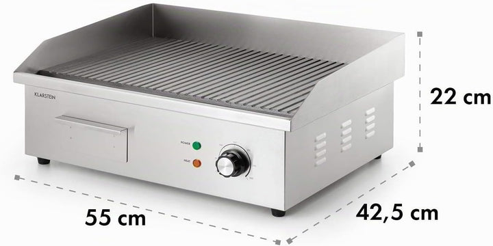 Klarstein Elektrogrill, Grillplatte, Elektrische Grillplatte, Tischgrill, Elektrogrill aus Edelstahl