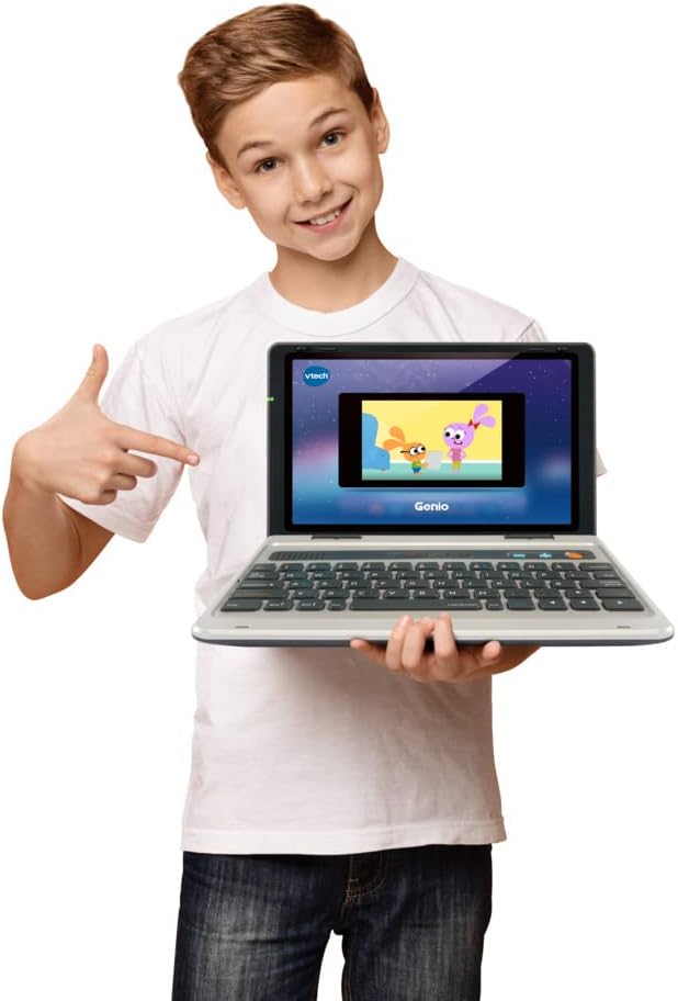 VTech Genio Lernlaptop – Lerncomputer mit Internetzugang, Textprogramm und Lerninhalten zu Buchstabe